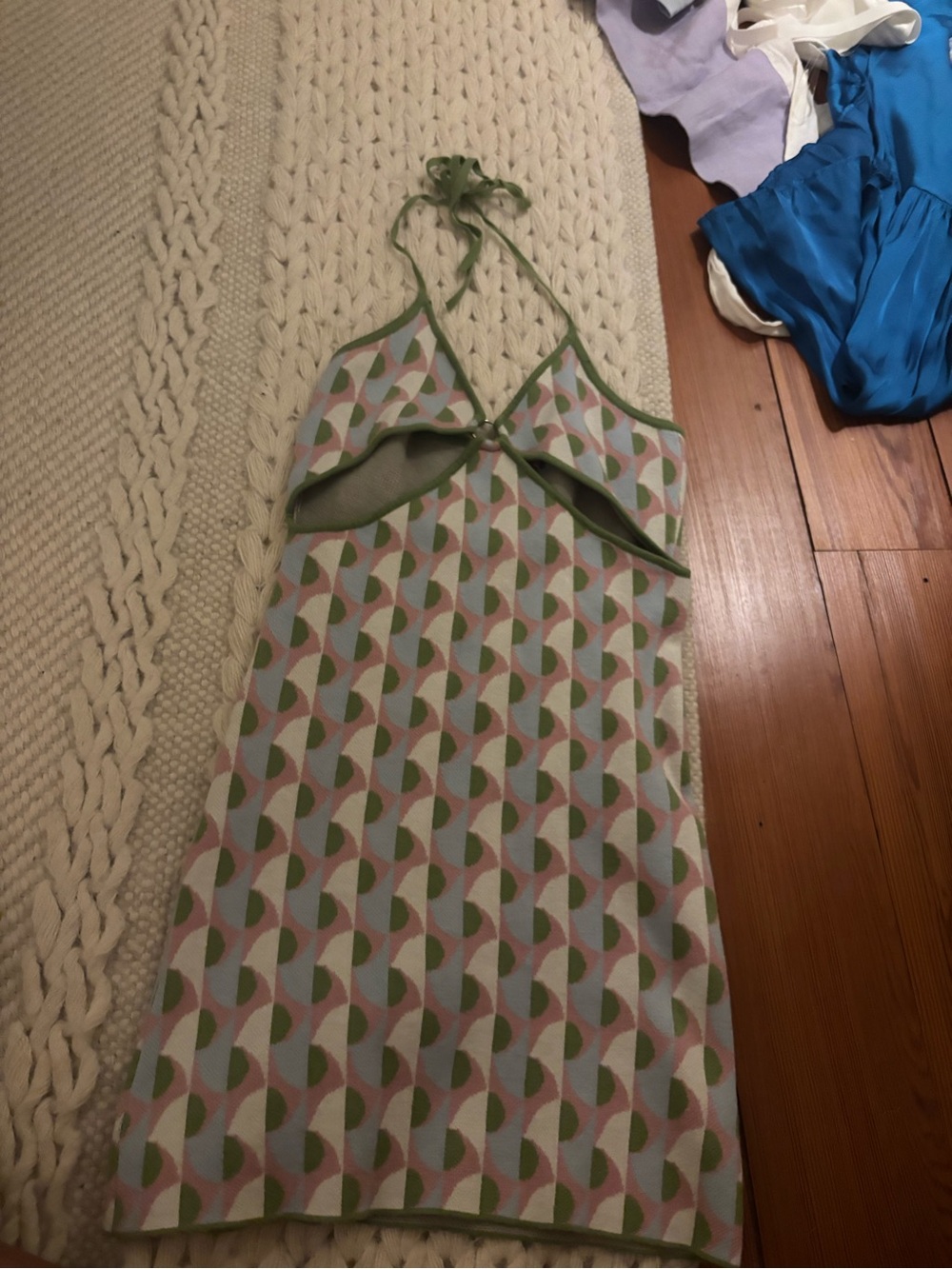 Urban Outfitters Green Geometric Halter Slip Dress